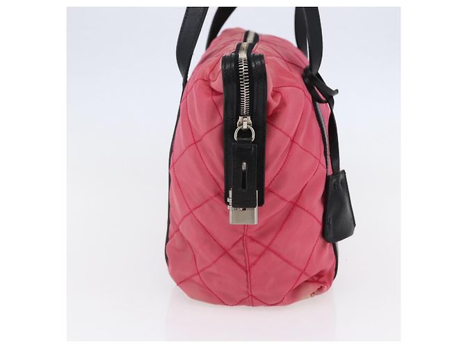 Borsa a Spalla PRADA in Nylon Pelle Rosa Nera Argento Autentica 147139 Nero - vista 3