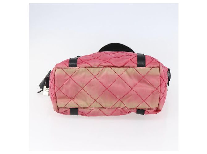 Borsa a Spalla PRADA in Nylon Pelle Rosa Nera Argento Autentica 147139 Nero - vista 5