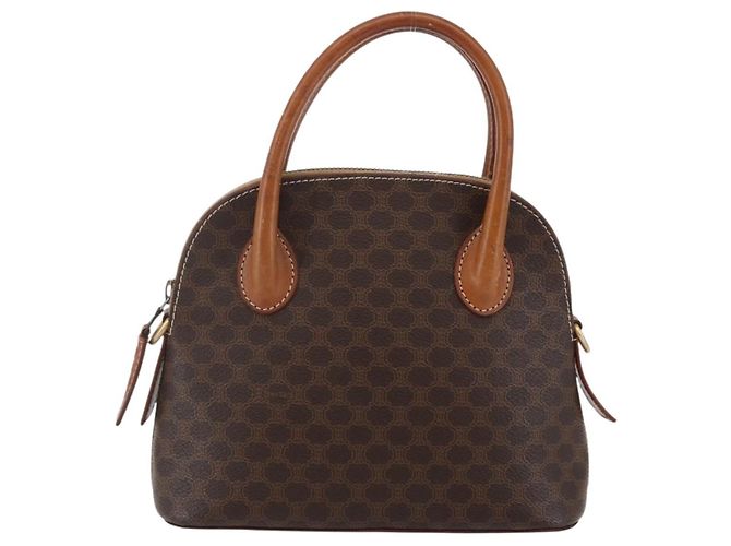 Céline Borsa a mano in tela Macadam CELINE in pelle PVC marrone Auth ki6076 - vista 13