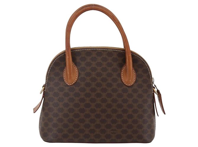 Céline Borsa a mano in tela Macadam CELINE in pelle PVC marrone Auth ki6076 - vista 2