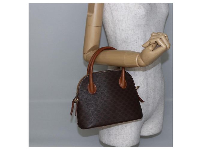 Céline Borsa a mano in tela Macadam CELINE in pelle PVC marrone Auth ki6076 - vista 21