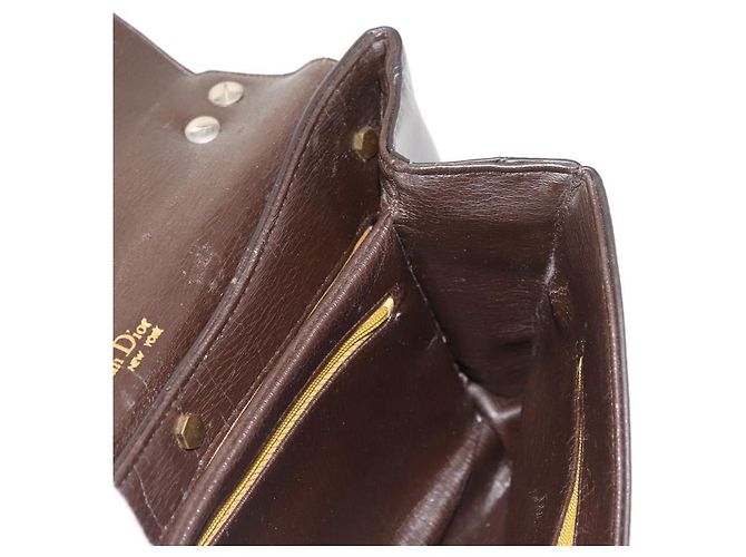 Borsa a mano Christian Dior in pelle marrone dorato Auth 146106 D'oro - vista 19