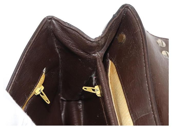Borsa a mano Christian Dior in pelle marrone dorato Auth 146106 D'oro - vista 20