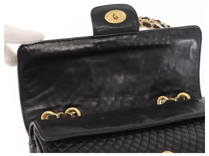 BALLY Borsa a Spalla a Catena in Pelle Nera Auth 147146 Nero - vista 10