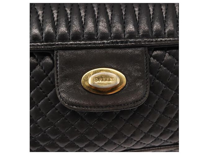 BALLY Borsa a Spalla a Catena in Pelle Nera Auth 147146 Nero - vista 17
