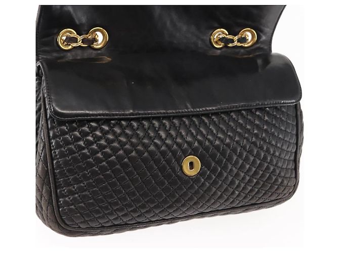 BALLY Borsa a Spalla a Catena in Pelle Nera Auth 147146 Nero - vista 18
