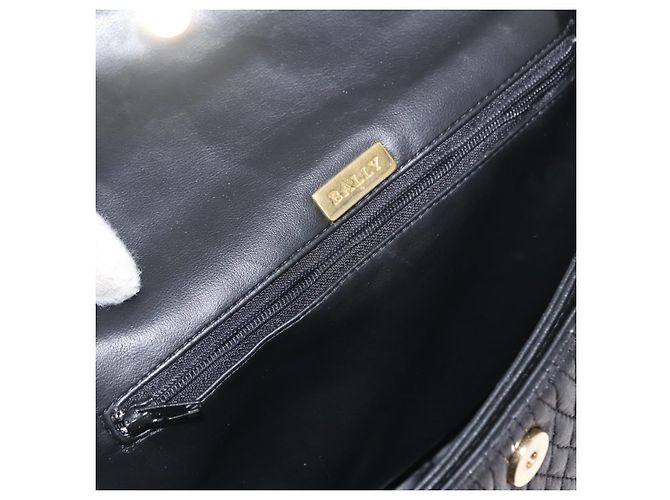 BALLY Borsa a Spalla a Catena in Pelle Nera Auth 147146 Nero - vista 22