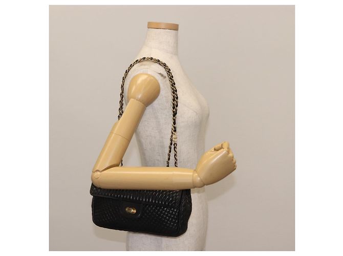 BALLY Borsa a Spalla a Catena in Pelle Nera Auth 147146 Nero - vista 23
