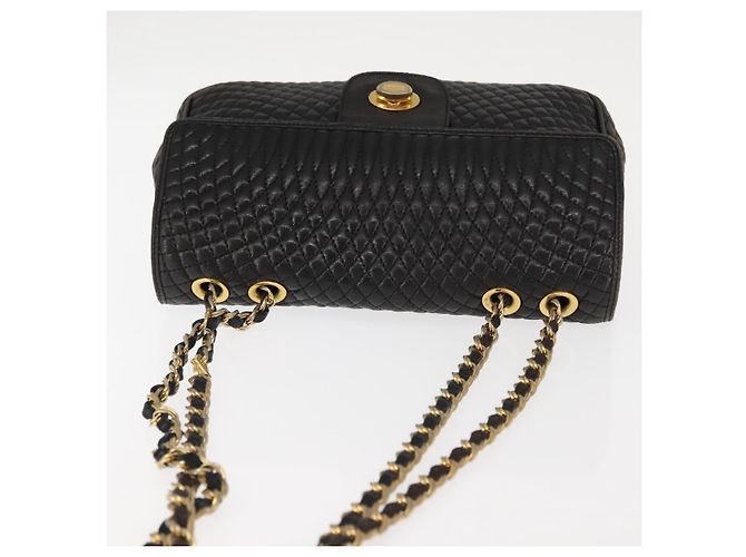 BALLY Borsa a Spalla a Catena in Pelle Nera Auth 147146 Nero - vista 6