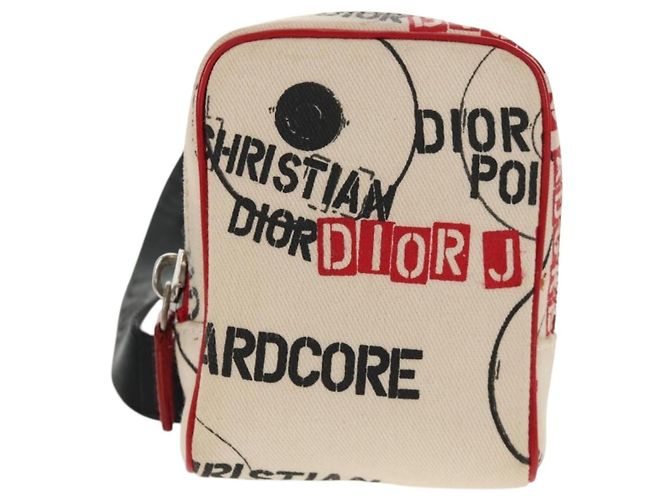 Pochette Hardcore in Tela Bianca Rossa Auth 143024V Christian Dior Bianco Rosso - vista 13