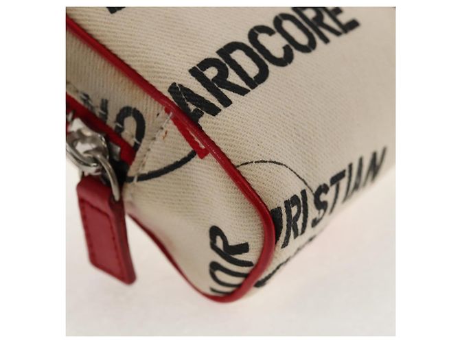 Pochette Hardcore in Tela Bianca Rossa Auth 143024V Christian Dior Bianco Rosso - vista 14