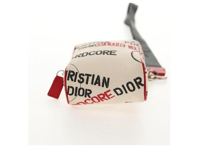Pochette Hardcore in Tela Bianca Rossa Auth 143024V Christian Dior Bianco Rosso - vista 5