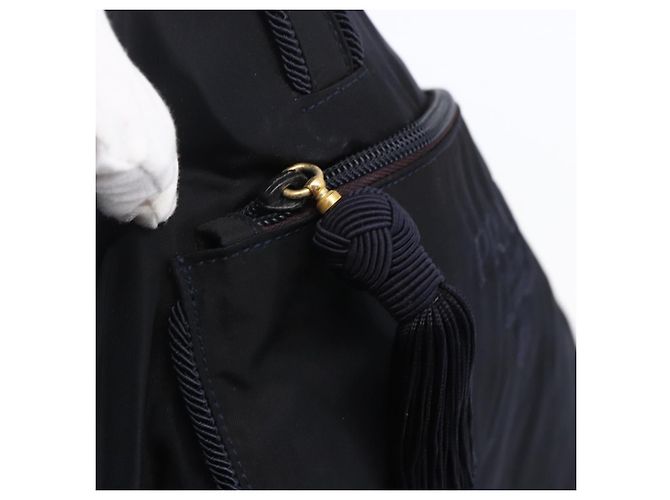 Borsa Tote Prada in Nylon Nero e Oro Auth bs30070 D'oro - vista 14