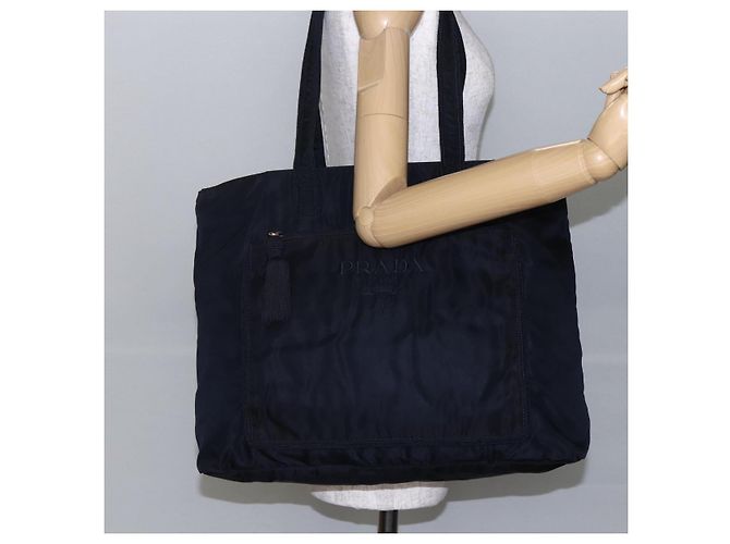 Borsa Tote Prada in Nylon Nero e Oro Auth bs30070 D'oro - vista 24