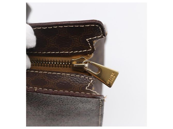 Céline Borsa tote in tela Macadam CELINE in pelle PVC marrone oro Auth ep11358 D'oro - vista 14