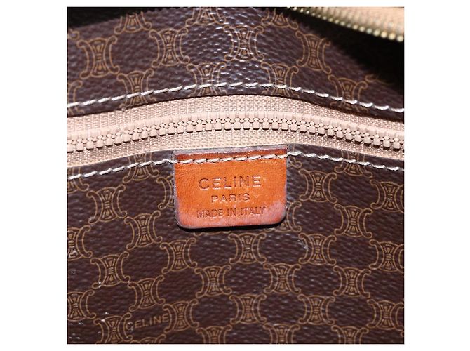 Céline Borsa tote in tela Macadam CELINE in pelle PVC marrone oro Auth ep11358 D'oro - vista 15