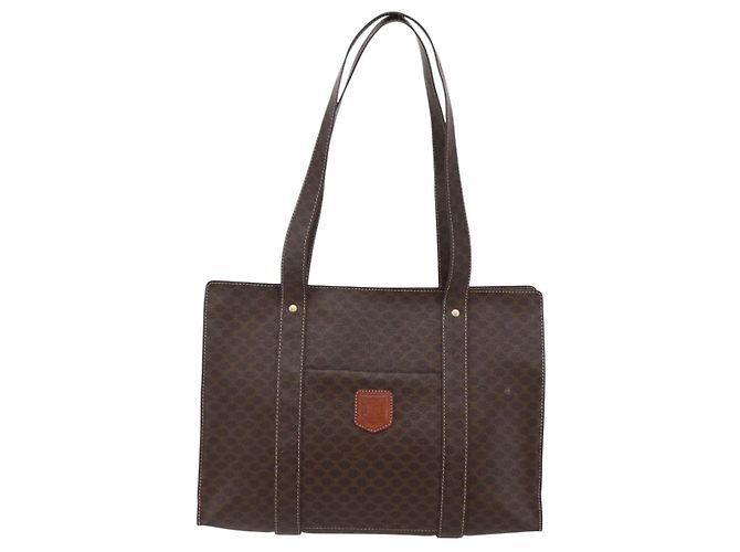 Céline Borsa tote in tela Macadam CELINE in pelle PVC marrone oro Auth ep11358 D'oro - vista 2