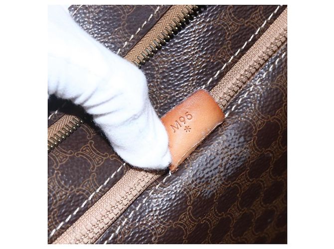 Céline Borsa tote in tela Macadam CELINE in pelle PVC marrone oro Auth ep11358 D'oro - vista 20