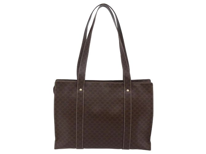 Céline Borsa tote in tela Macadam CELINE in pelle PVC marrone oro Auth ep11358 D'oro - vista 3