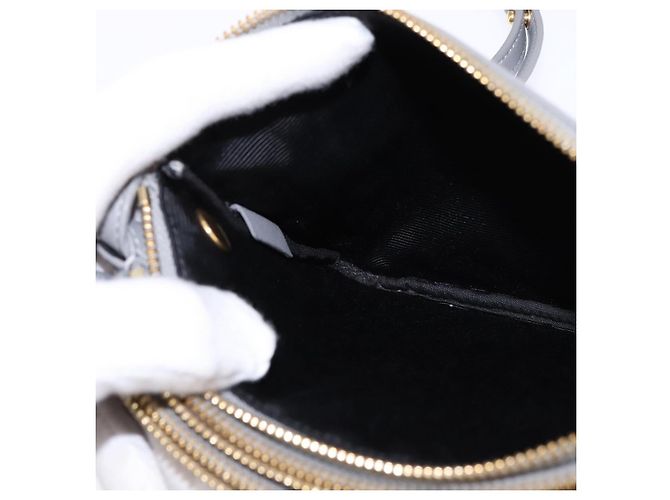 Céline CELINE Trios Mall Schultertasche aus Leder Grau Gold Auth BA7046 Braun Golden - Ansicht 17