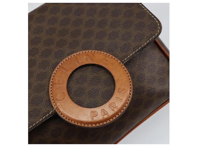 Céline Borsa a spalla circolare in tela Macadam CELINE in pelle PVC marrone oro Auth 147957 D'oro - vista 14