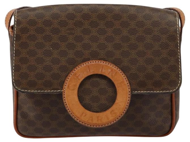 Céline Borsa a spalla circolare in tela Macadam CELINE in pelle PVC marrone oro Auth 147957 D'oro - vista 2