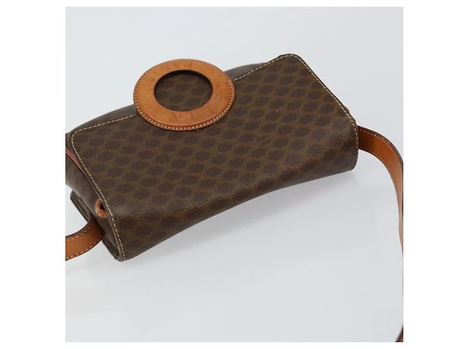 Céline Borsa a spalla circolare in tela Macadam CELINE in pelle PVC marrone oro Auth 147957 D'oro - vista 6