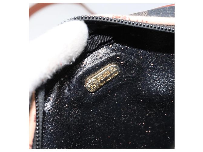 Pequin Borsa a Spalla in Tela Pecan FENDI PVC Nero Marrone oro Auth ep11355 D'oro - vista 16