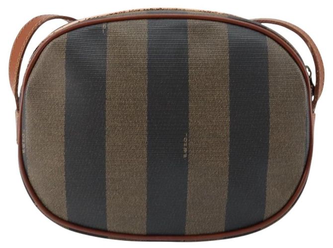 Pequin Borsa a Spalla in Tela Pecan FENDI PVC Nero Marrone oro Auth ep11355 D'oro - vista 3