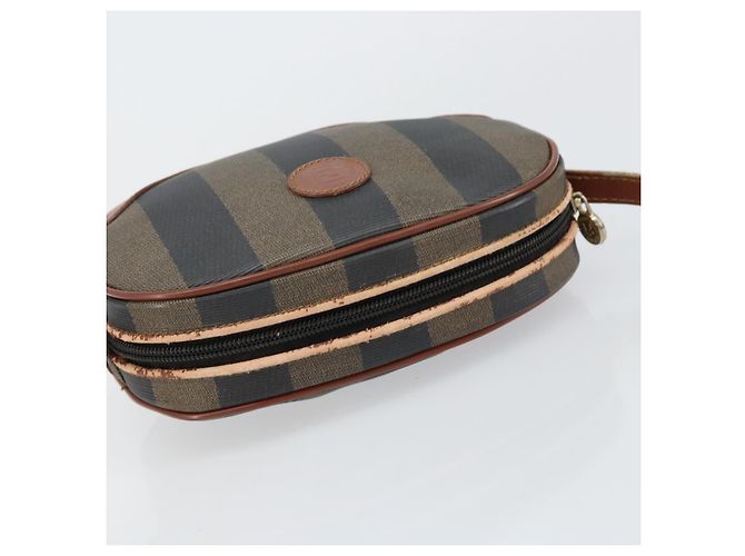 Pequin Borsa a Spalla in Tela Pecan FENDI PVC Nero Marrone oro Auth ep11355 D'oro - vista 6