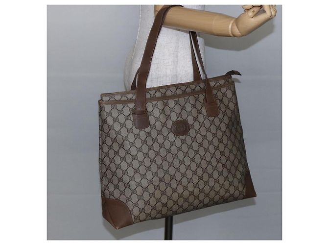 Gucci Borsa Tote GG Supreme in PVC Beige 002 123 0093 Auth ep11324 - vista 24