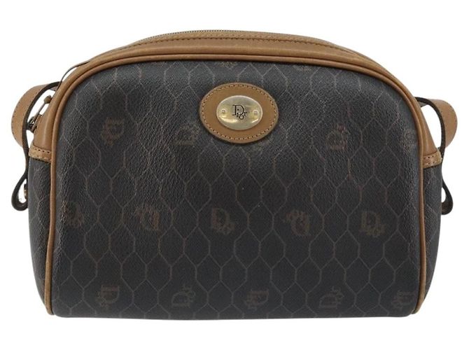 Borsa a spalla in tela a nido d'ape Christian Dior in pelle PVC nera e oro Auth BA7079 - vista 2