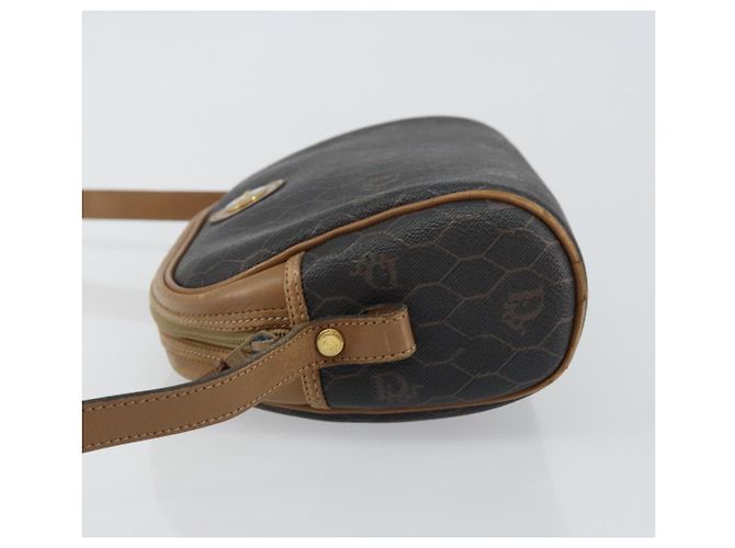 Borsa a spalla in tela a nido d'ape Christian Dior in pelle PVC nera e oro Auth BA7079 - vista 5