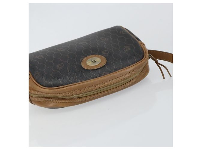 Borsa a spalla in tela a nido d'ape Christian Dior in pelle PVC nera e oro Auth BA7079 - vista 6