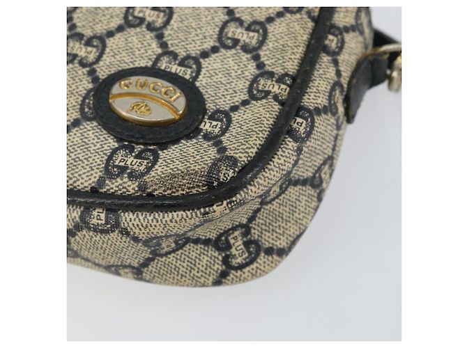 Borsa a Spalla GUCCI GG Plus Supreme PVC Blu Navy Oro Auth 146819 D'oro - vista 10