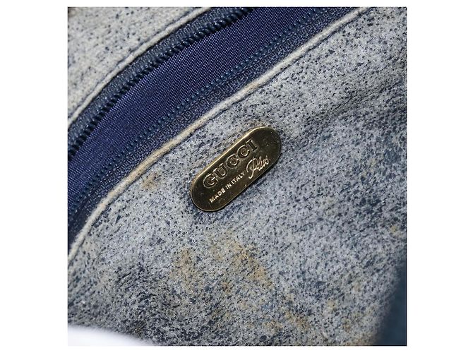 Borsa a Spalla GUCCI GG Plus Supreme PVC Blu Navy Oro Auth 146819 D'oro - vista 17