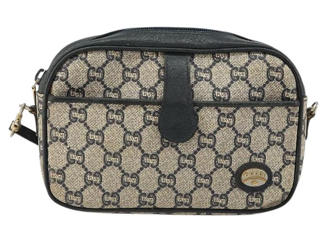 Borsa a Spalla GUCCI GG Plus Supreme PVC Blu Navy Oro Auth 146819 D'oro - vista 2