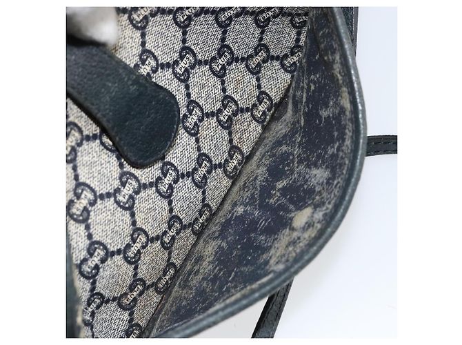 Borsa a Spalla GUCCI GG Plus Supreme PVC Blu Navy Oro Auth 146819 D'oro - vista 22