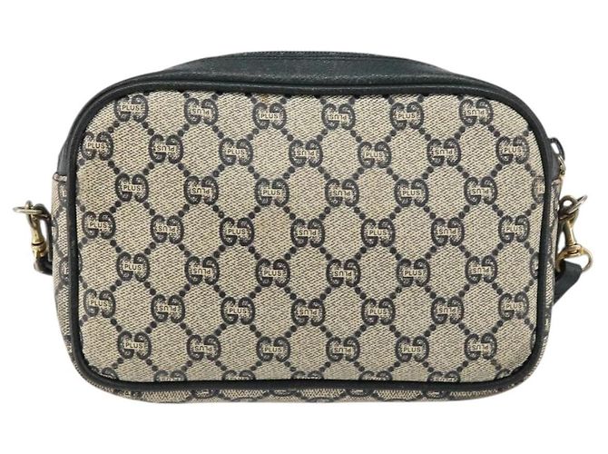 Borsa a Spalla GUCCI GG Plus Supreme PVC Blu Navy Oro Auth 146819 D'oro - vista 3