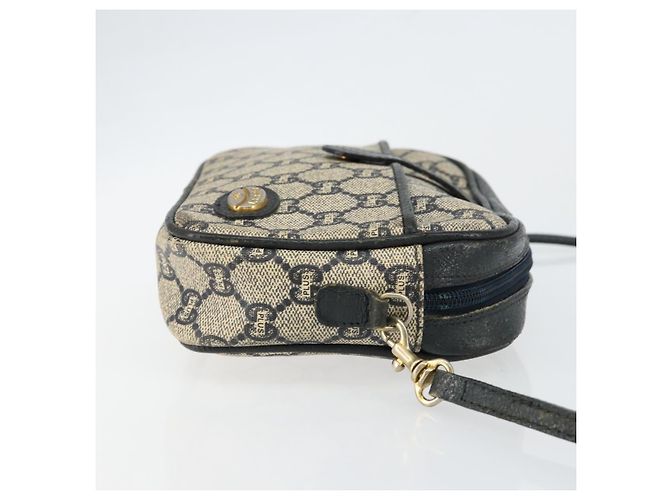 Borsa a Spalla GUCCI GG Plus Supreme PVC Blu Navy Oro Auth 146819 D'oro - vista 4