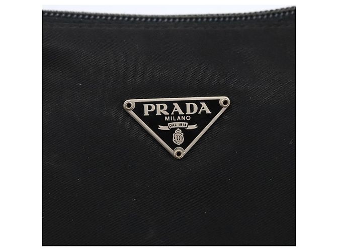 Bolso Accesorio Prada Nylon Negro Plata Auth SW1714 - vista 14