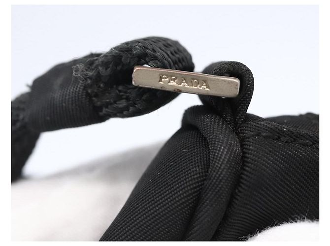 Bolso Accesorio Prada Nylon Negro Plata Auth SW1714 - vista 16