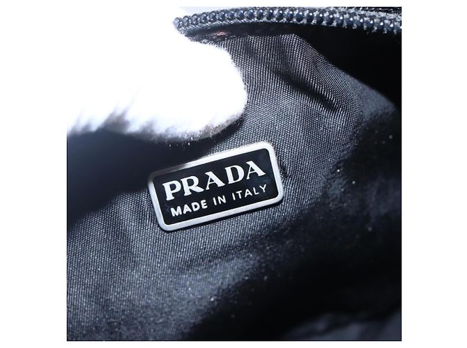 Bolso Accesorio Prada Nylon Negro Plata Auth SW1714 - vista 17