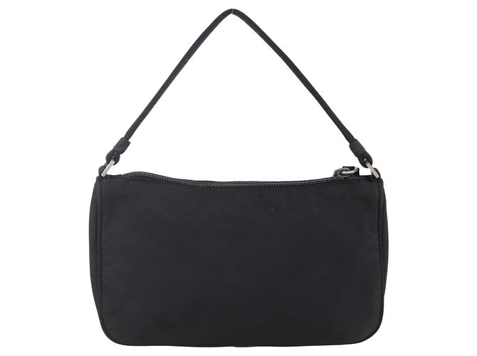 Bolso Accesorio Prada Nylon Negro Plata Auth SW1714 - vista 3