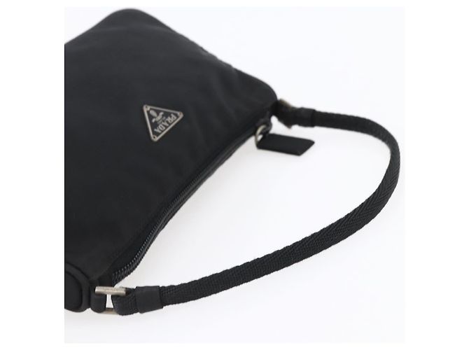 Bolso Accesorio Prada Nylon Negro Plata Auth SW1714 - vista 7