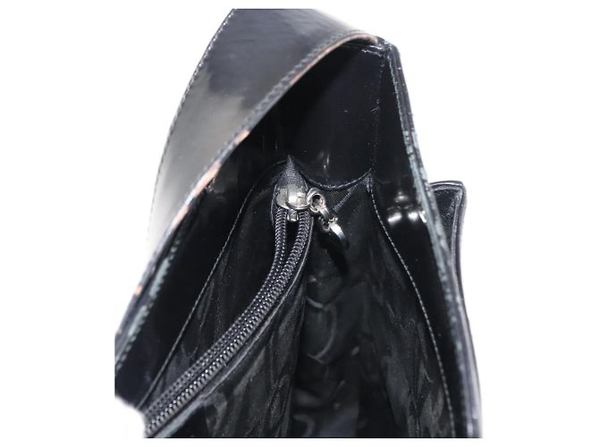 Borsa a Spalla Gancini Smalto Nero Argento Salvatore Ferragamo Auth BA7067 - vista 17