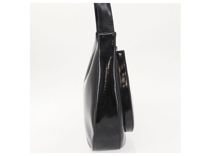 Borsa a Spalla Gancini Smalto Nero Argento Salvatore Ferragamo Auth BA7067 - vista 5
