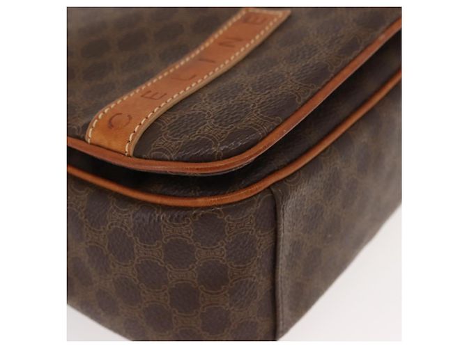 Céline Borsa a Spalla in Tela Macadam CELINE in Pelle PVC Marrone Oro Auth gh1088 D'oro - vista 10