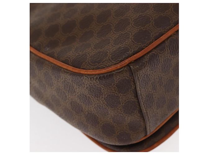 Céline Borsa a Spalla in Tela Macadam CELINE in Pelle PVC Marrone Oro Auth gh1088 D'oro - vista 12
