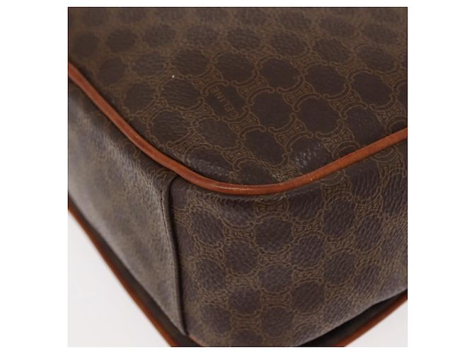 Céline Borsa a Spalla in Tela Macadam CELINE in Pelle PVC Marrone Oro Auth gh1088 D'oro - vista 13